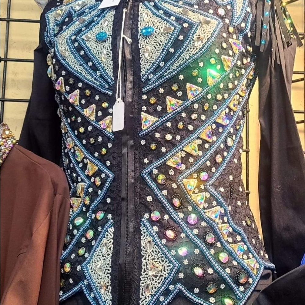 Black Beaded Embellished Horse show vest